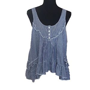 Living doll M 100% cotton sleeveless ruffle top prairie cottage striped coastal